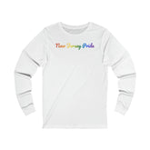 New Jersey Pride Long Sleeve Tee: Flowing Cursive Design with LGBTQ+ Gradient