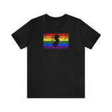 New Jersey Pride Flag Tee: Rainbow LGBTQ+ State Silhouette Distressed Shirt