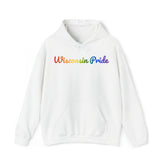 Wisconsin Pride Hoodie: Flowing Cursive Design with LGBTQ+ Gradient