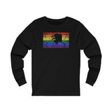 Alaska Pride Flag Long Sleeve Tee: Rainbow LGBTQ+ State Silhouette Distressed Long Sleeve T-Shirt