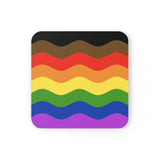 Philly Pride Flag Coaster Set: 4 Corkwood Ripple Drink Coasters