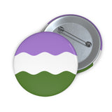 Genderqueer Pride Flag Pin: Round Button with Wavey Design