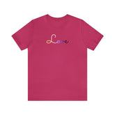 Nonbinary Love Script Tee: Subtly Elegant Pride T-Shirt