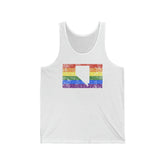 Nevada Pride Flag Tank: Rainbow LGBTQ+ State Silhouette Distressed Tank-Top