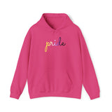 Nonbinary Pride Hoodie: Flowing Cursive 'Pride' in Gradient Hues