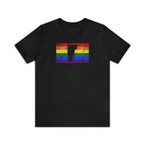 Vermont Pride Flag Tee: Rainbow LGBTQ+ State Silhouette Distressed Shirt
