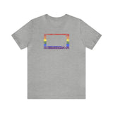 South Dakota Pride Flag Tee: Rainbow LGBTQ+ State Silhouette Distressed Shirt