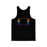 Wyoming Pride Flag Tank: Rainbow LGBTQ+ State Silhouette Distressed Tank-Top