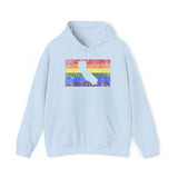 California Pride Flag Hoodie: Rainbow LGBTQ+ State Silhouette Distressed Hooded Sweatshirt