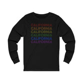 California LGBTQ+ Pride Flag, Faded Black Long Sleeve Tee
