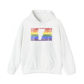Vermont Pride Flag Hoodie: Rainbow LGBTQ+ State Silhouette Distressed Hooded Sweatshirt