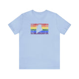 Maine Pride Flag Tee: Rainbow LGBTQ+ State Silhouette Distressed Shirt