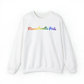Massachusetts Pride Sweatshirt: Flowing Cursive Design with LGBTQ+ Gradient