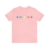 Queer Flag Hearts T-Shirt: Pride LGBTQ+ Gradient Design