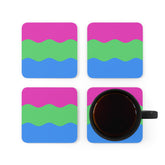 Polysexual Flag Coaster Set: 4 Corkwood Ripple Drink Coasters
