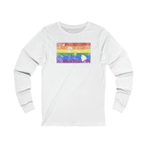 Hawaii Pride Flag Long Sleeve Tee: Rainbow LGBTQ+ State Silhouette Distressed Long Sleeve T-Shirt