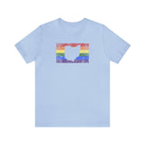 Ohio Pride Flag Tee: Rainbow LGBTQ+ State Silhouette Distressed Shirt
