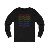 Wyoming LGBTQ+ Pride Flag, Faded Black Long Sleeve Tee