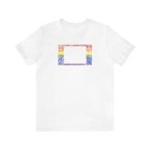 Wyoming Pride Flag Tee: Rainbow LGBTQ+ State Silhouette Distressed Shirt