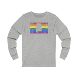 Alabama Pride Flag Long Sleeve Tee: Rainbow LGBTQ+ State Silhouette Distressed Long Sleeve T-Shirt