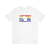 Wisconsin Pride Flag Tee: Rainbow LGBTQ+ State Silhouette Distressed Shirt