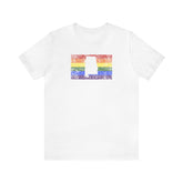 Alabama Pride Flag Tee: Rainbow LGBTQ+ State Silhouette Distressed Shirt