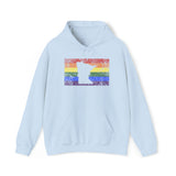 Minnesota Pride Flag Hoodie: Rainbow LGBTQ+ State Silhouette Distressed Hooded Sweatshirt