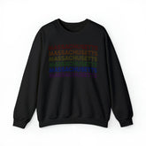 Massachusetts LGBTQ+ Pride Flag, Faded Black Sweater