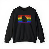 Georgia Pride Flag Sweater: Rainbow LGBTQ+ State Silhouette Distressed Sweatshirt