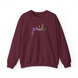 Genderqueer Pride Sweater: Flowing Cursive 'Pride' in Gradient Hues