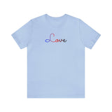 Polyamory Love Script Tee: Subtly Elegant Pride T-Shirt