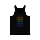 Texas LGBTQ+ Pride Flag, Faded Black Tank-Top