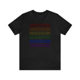 Missouri LGBTQ+ Pride Flag, Faded Black T-Shirt