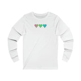 Polysexual Flag Hearts Long Sleeve Tee: Pride LGBTQ+ Gradient Design