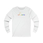 Pride Flag Love Script Long Sleeve T-Shirt: Subtly Elegant Pride Tee