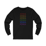 Iowa LGBTQ+ Pride Flag, Faded Black Long Sleeve Tee