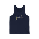 Pangender Pride Tank-Top: Flowing Cursive 'Pride' in Gradient Hues