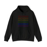 Michigan LGBTQ+ Pride Flag, Faded Black Hoodie