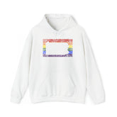 Pennsylvania Pride Flag Hoodie: Rainbow LGBTQ+ State Silhouette Distressed Hooded Sweatshirt