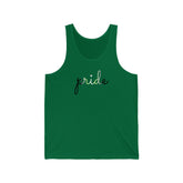 Agender Pride Tank-Top: Flowing Cursive 'Pride' in Gradient Hues