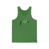 Agender Pride Tank-Top: Flowing Cursive 'Pride' in Gradient Hues