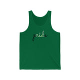 Agender Pride Tank-Top: Flowing Cursive 'Pride' in Gradient Hues