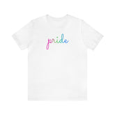 Polysexual Pride T-Shirt: Flowing Cursive 'Pride' in Gradient Hues