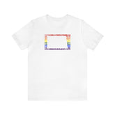 North Dakota Pride Flag Tee: Rainbow LGBTQ+ State Silhouette Distressed Shirt