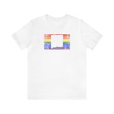 New Mexico Pride Flag Tee: Rainbow LGBTQ+ State Silhouette Distressed Shirt