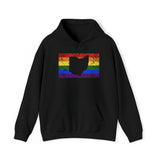 Ohio Pride Flag Hoodie: Rainbow LGBTQ+ State Silhouette Distressed Hooded Sweatshirt