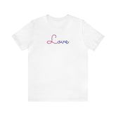 Bisexual Love Script Tee: Subtly Elegant Pride T-Shirt