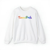 Texas Pride Sweatshirt: Flowing Cursive Design with LGBTQ+ Gradient