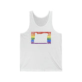 Oregon Pride Flag Tank: Rainbow LGBTQ+ State Silhouette Distressed Tank-Top