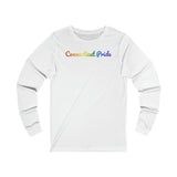 Connecticut Pride Long Sleeve Tee: Flowing Cursive Design with LGBTQ+ Gradient